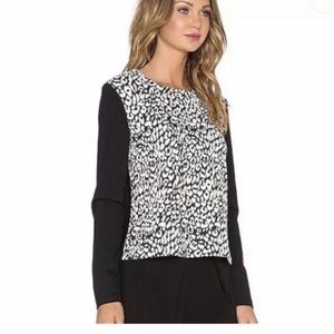 Kate Spade Black White Leopard Jacquard Pullover